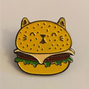 Cute Cat Burger Enamel Pin